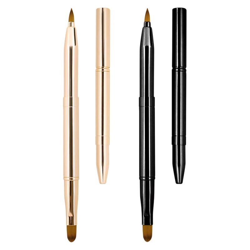 Unaone [2 Pack] Lip Brush for Lipstick, Retractable Lip Brushes, Dual-ended Makeup Brush for Lipstick Lip Gloss, Include Lid - Image 1